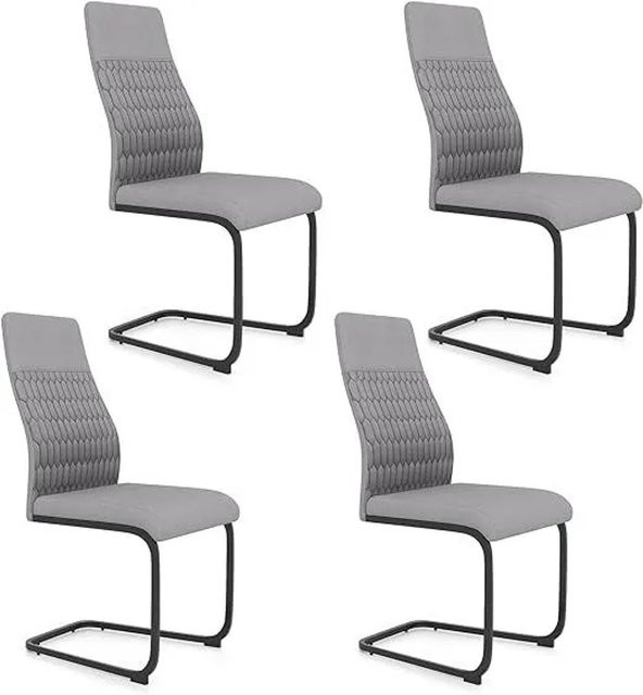 Costway 4er Set Esszimmerstühle modern gepolstert mit hoher Rückenlehne in Grau - Bild 1