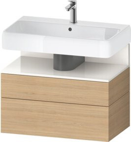 Duravit Waschtischunterschrank Qatego Wandmontage mit Schubladen in Weiß und Braun, B/T/H: 79 x 47 x 59 cm - Bild 1