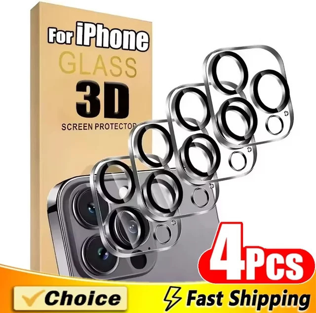 4er-Set Objektiv-Schutzglas für Apple iPhone 11 12 13 14 15 16 Pro Max Plus Mini, transparent - Bild 1