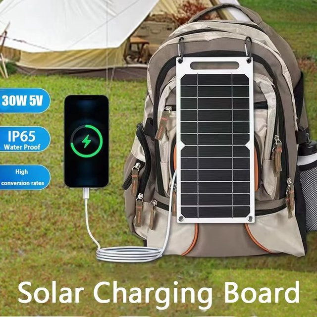 OLOEY Solarpanel 30W mit USB Typ-C, Wasserdichtes Tragbares Solarpanel in Schwarz für Camping und Outdoor - Bild 1