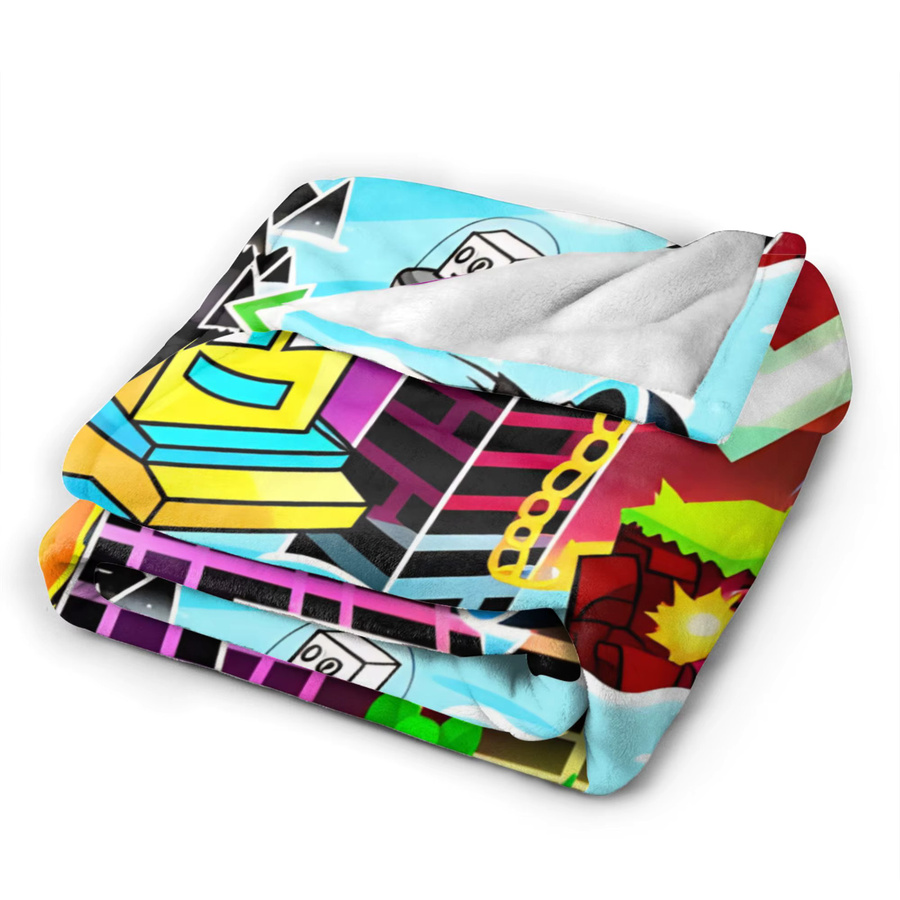 Geometrie Dash Demon Gesichter Flanell Decke aus weichem Fleece für Kinder in Multicolour - Bild 2