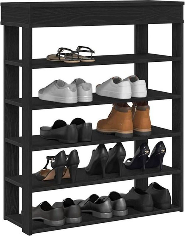 Schuhregal Vidaxl in Schwarz aus Holzwerkstoff, Modern, B/T/H: 80 x 30 x 98 cm - Bild 1