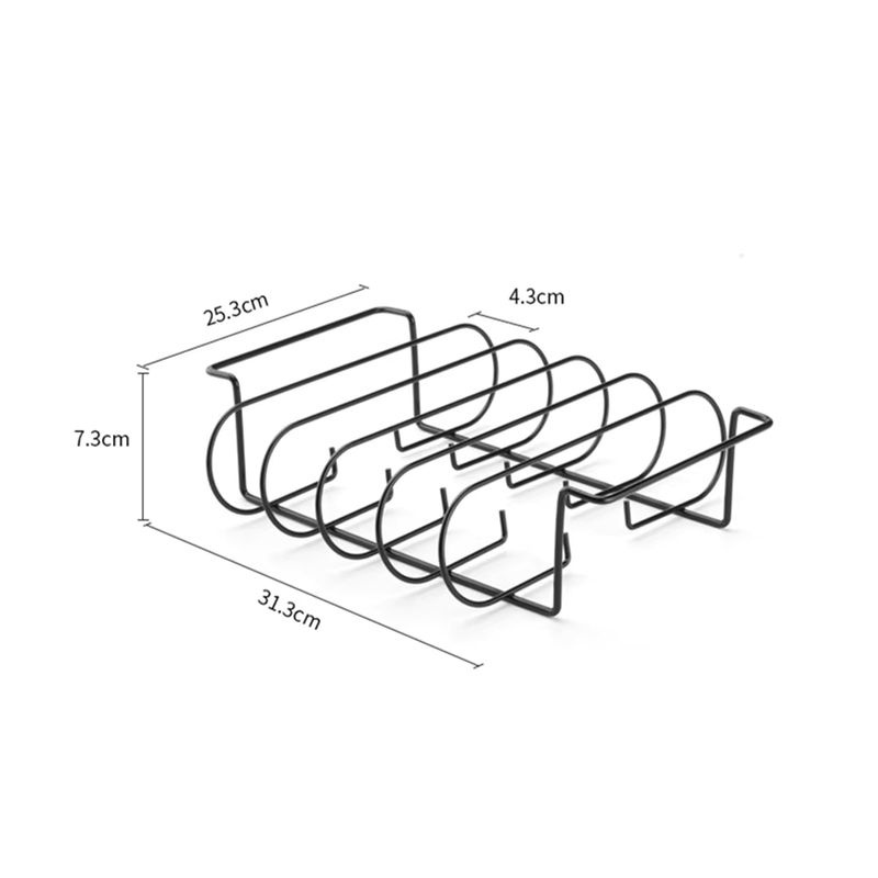 LMETJMA BBQ-Rippenständer aus emailliertem Stahl für Gasgrills, Schwarz/Silber, B/T/H: 31,3 x 25,3 x 7,3 cm - Bild 4