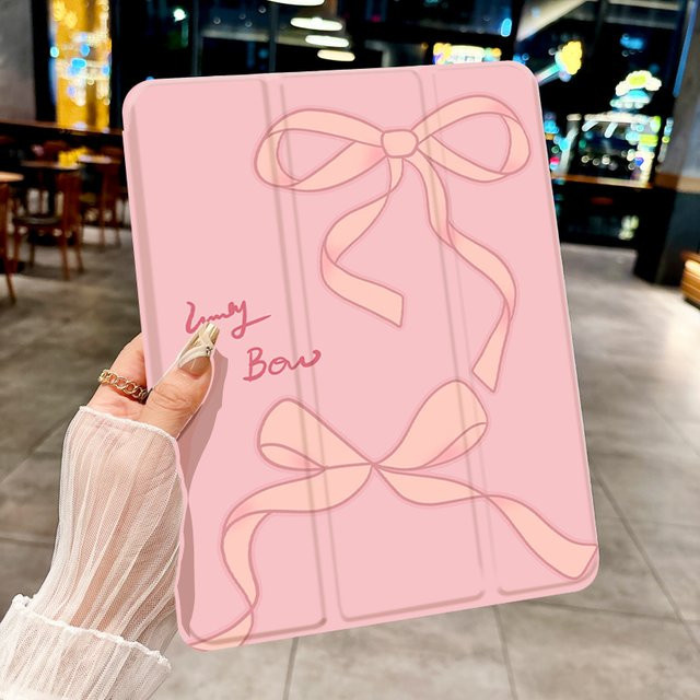 DecoPhone Tablet-Hülle mit Schleife für iPad Pro 10/11 Zoll und iPad Air 3/4/5 in Rosa Transparent mit Anti-Drop-Schutz - Bild 1