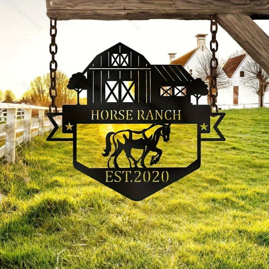 Personalisiertes Metallschild Hello Young in Schwarz für deine Ranch-Dekoration im Bauernhaus-Stil - Bild 2