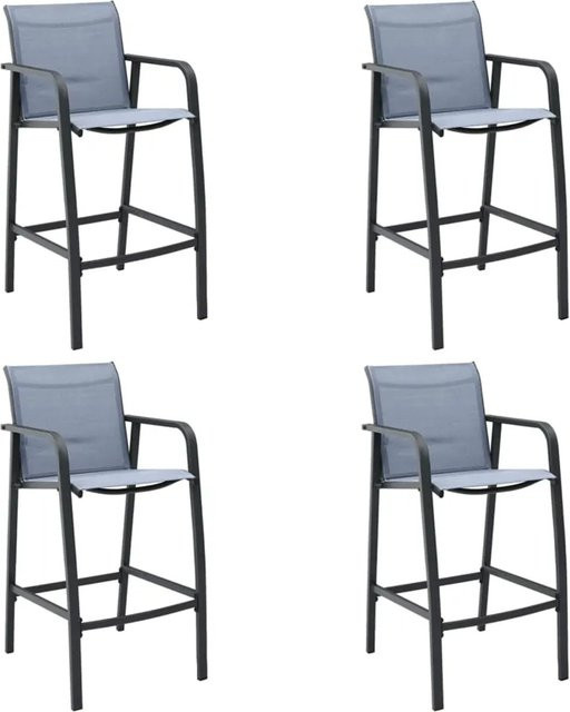 Set aus 4 vidaXL Garten-Barstühlen in Grau mit Textilene-Bezug und Armlehnen - Bild 1