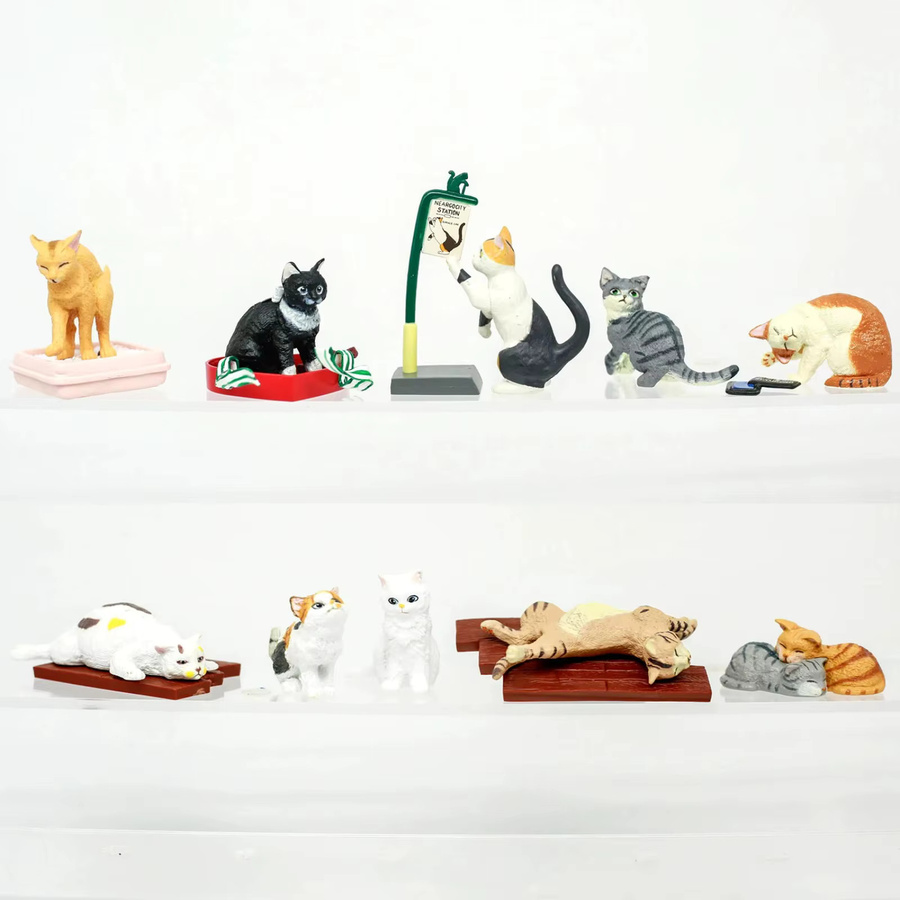 Neargo Katze Blind Box PVC Spielzeug Set Realistische Miniatur Figur Multicolor für Schreibtisch Dekor - Bild 2