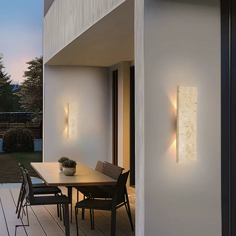 Pumous LED Wandleuchte im Naturstein-Design für Außen und Innen, wasserdichte Wandbeleuchtung - Bild 3
