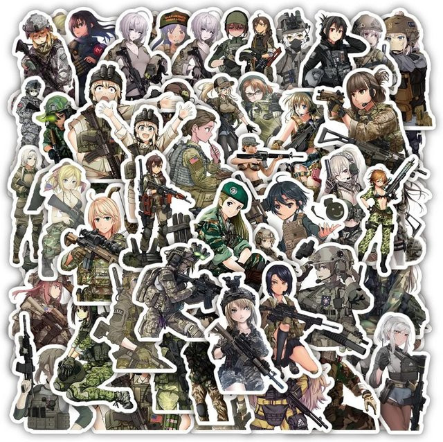GOGOTU Anime Frauen-Soldaten Mädchen-Aufkleber, 50 Stück, multicolour - Bild 1