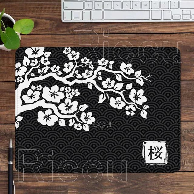 Riccu Mauspad Japan Cherry Blossom Sakura Design, B/B: 40 x 45 cm, rutschfeste Schreibtischunterlage mit HD-Druck - Bild 1