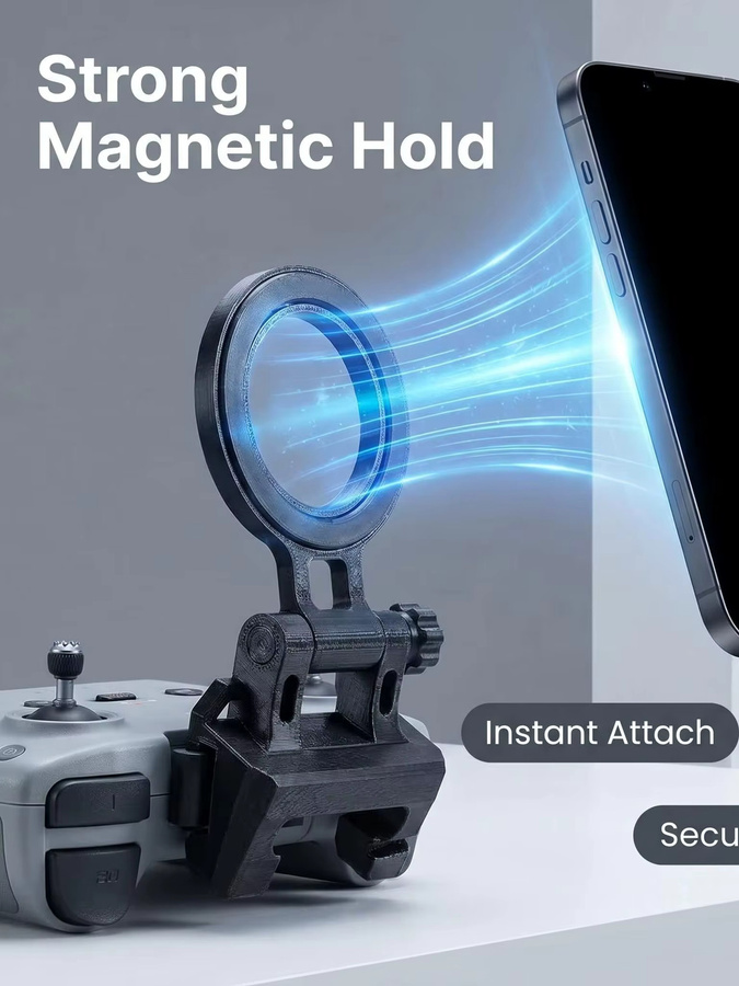 DJI Faltbare MagSafe Magnetische Telefonhalterung für RC-N1/RC-N2/RC-N3 Fernbedienung in Schwarz mit verstellbarem Scharnier-Design - Bild 6