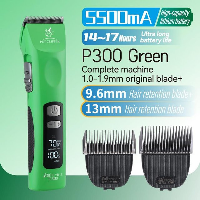 Fenice Akku-Haarschneider für Haustiere, professionelle Tierhaarschneidemaschine und Pflegescherer, Farbe: Green - Bild 1