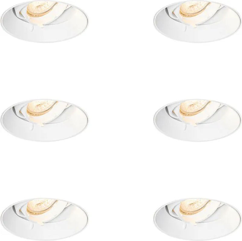 QAZQA Set mit 6 modernen Einbaustrahlern GU10 rund Trimless in Weiß aus Aluminium - Bild 1