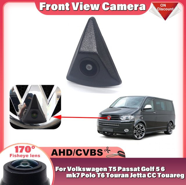 CARBAOHUI HD-Frontkamera AHD 1080P Fisheye in Schwarz für Volkswagen T5 Passat Golf 5 6 MK7 Polo T6 Touran Jetta CC Touareg Beetle Transporter - Bild 1