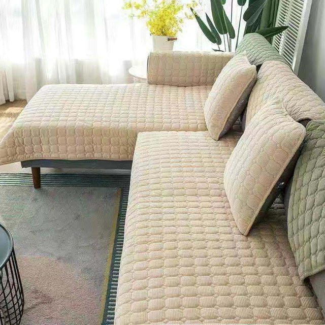 Rutschfester Sofabezug von HOMEMOTION in Beige, weiches Sofatuch für Wohnzimmermöbel, B/B: 90 x 90 cm - Bild 1