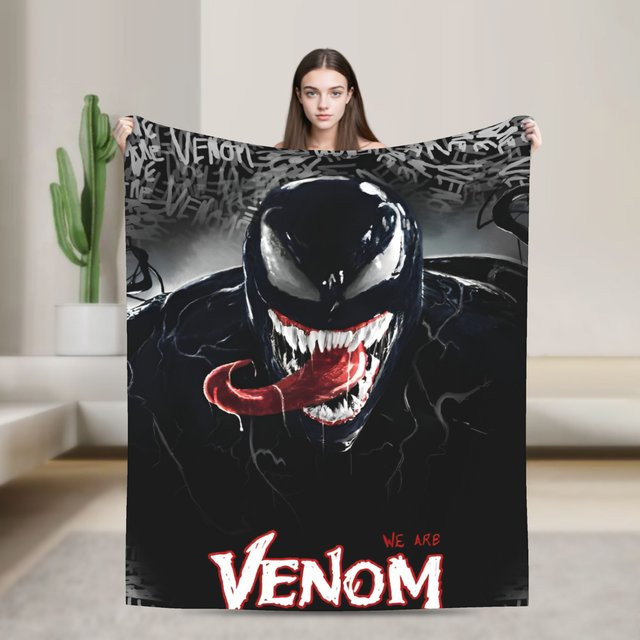 Venom Plüschdecke aus Flanell in Schwarz für Kinder Schlafzimmer - Bild 1
