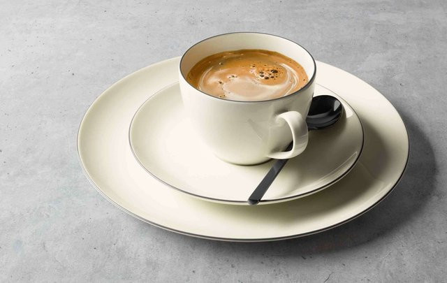 Seltmann Weiden Kaffeetassen mit Untertassen Savona Grey Line aus Porzellan, 6er Set, Grau/Weiß, 270 ml pro Tasse - Bild 1