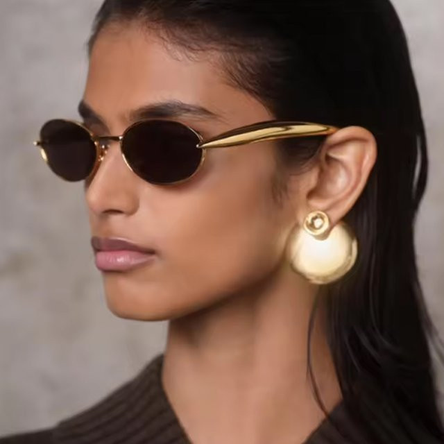 Julyrays Sonnenbrille Oval, Metall, Vollrand, Damen, Black, Gold - Bild 1