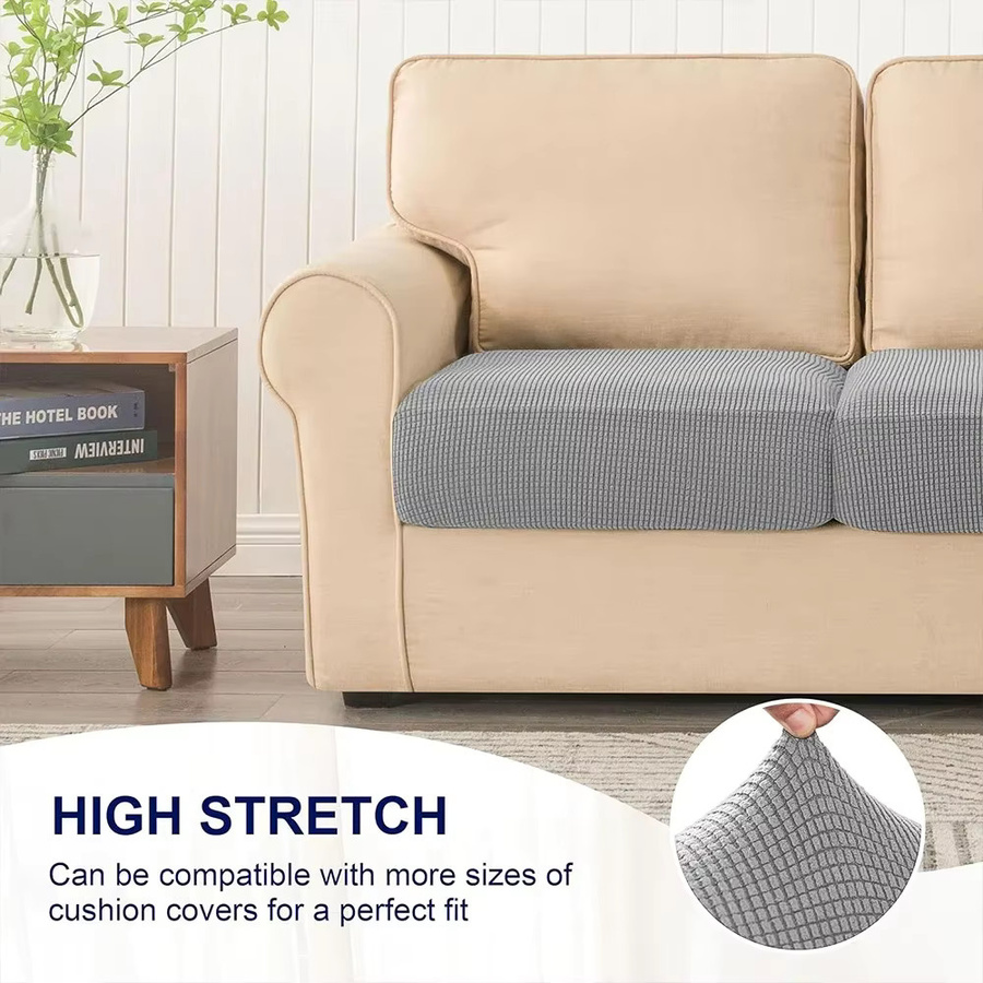 Jacquard Pure Sofabezug aus Stretch Polar Fleece in Grau als abnehmbarer Couchbezug und Möbelschutz für dein Sofa oder deine Chaiselongue - Bild 3