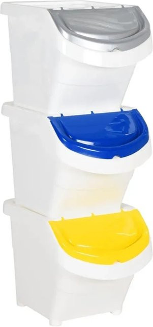 vidaXL Abfüllbehälter Set mit Deckeln, 3 Stück, Weiß, Stapelbar, Volumen: 78 l - Bild 1