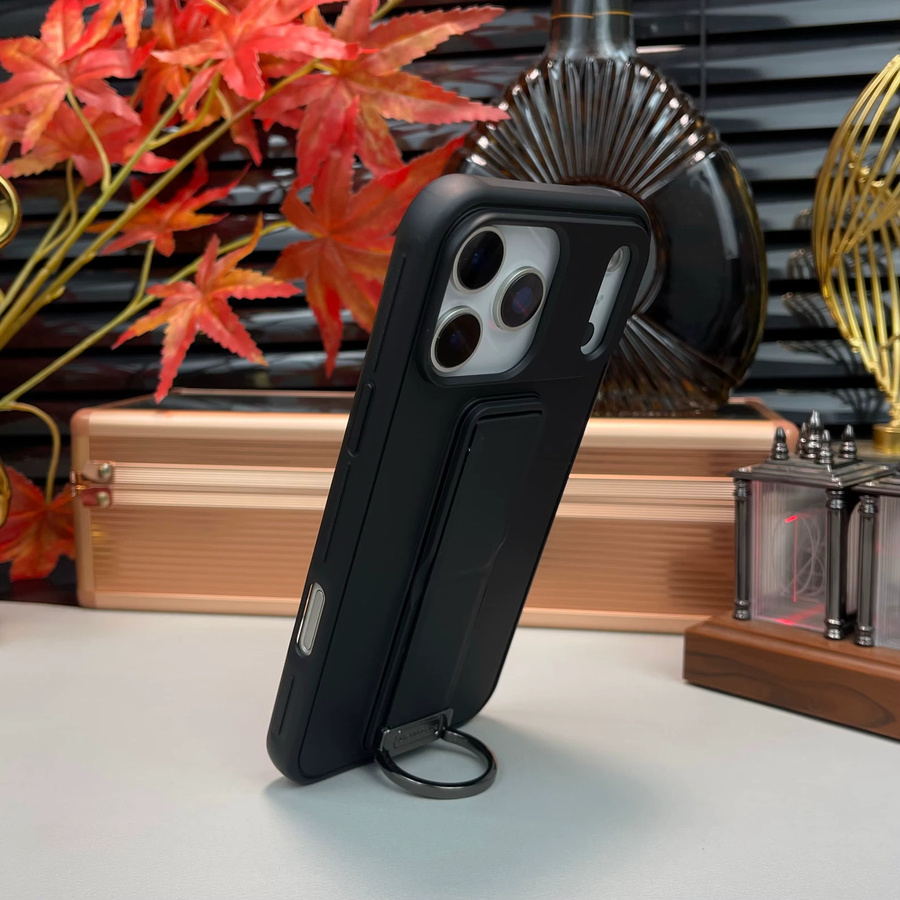 RPKKS Stoßfeste Silikon-Handyhülle mit Metall-Fingerring-Ständer für iPhone 17, Air 16, 15, 14 Plus, 13 Pro Max in Schwarz oder Weiß - Bild 2