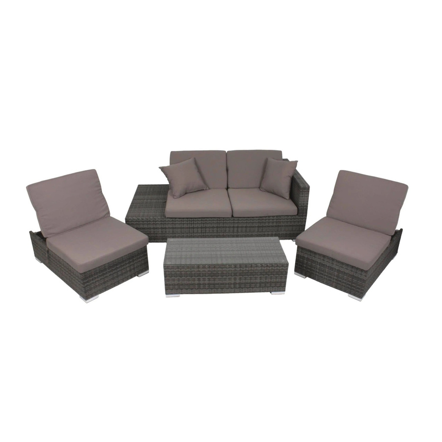 DELUKE Gartenloungeset UWE in Grau, umbaubare Gartengarnitur aus Aluminium und Kunststoffgeflecht - Bild 2