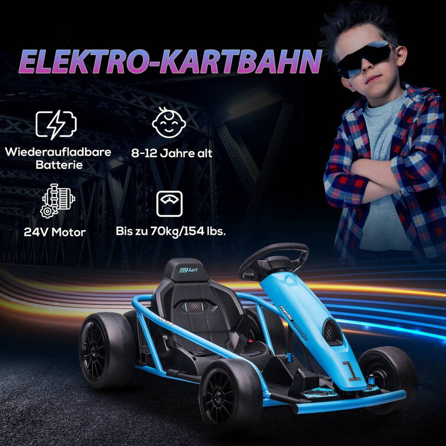 HOMCOM Kinder Elektro Gokart blau ab 8-12 Jahren - Bild 4