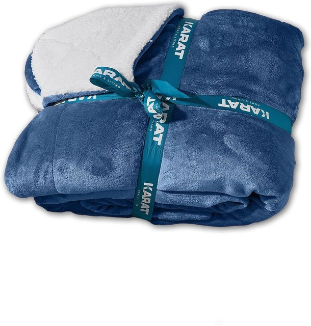 Karat homeliving Kuscheldecke Glory doppelseitig aus Fleece in Dunkelblau - Bild 1