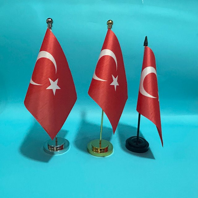 SKY FLAG Büro-Schreibtischflagge Türkei aus Polyester, B: 21 cm, H: 14 cm - Bild 1
