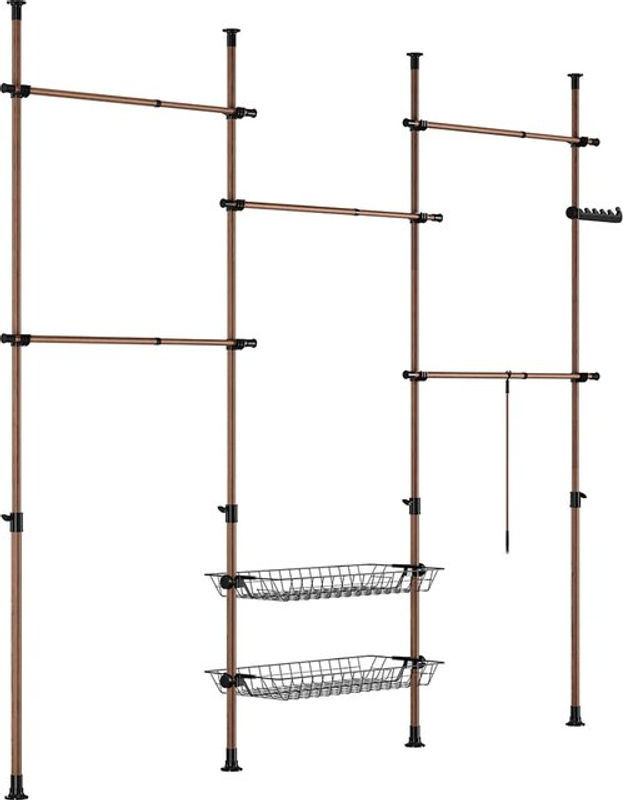 SoBuy Garderobenständer aus Metall im Industrial Design mit 2 Ablagen in Braun - Bild 1