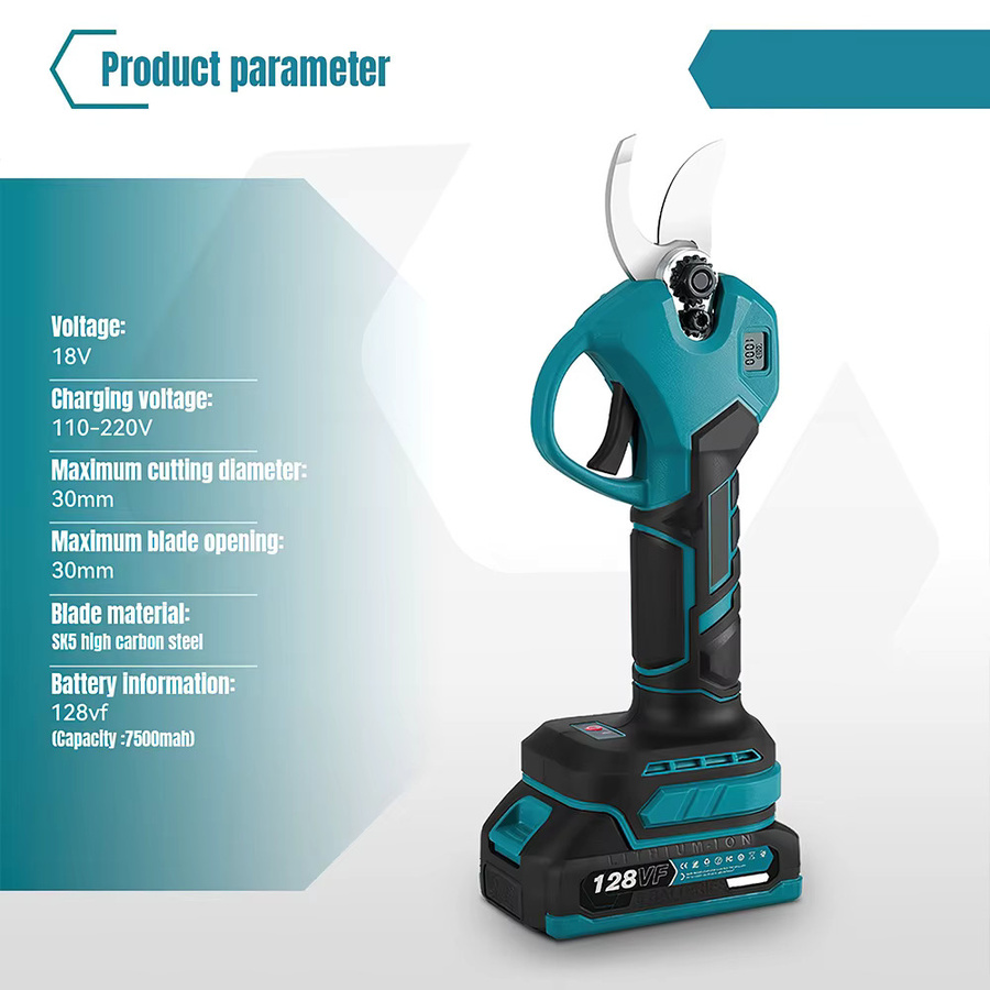 Kabellose elektrische Gartenschere mit 30mm Schneidkapazität und LCD-Display für Makita 18V Akku, bürstenlose Astschere mit 2-Gang-Funktion für Bonsai und Bäume - Bild 5
