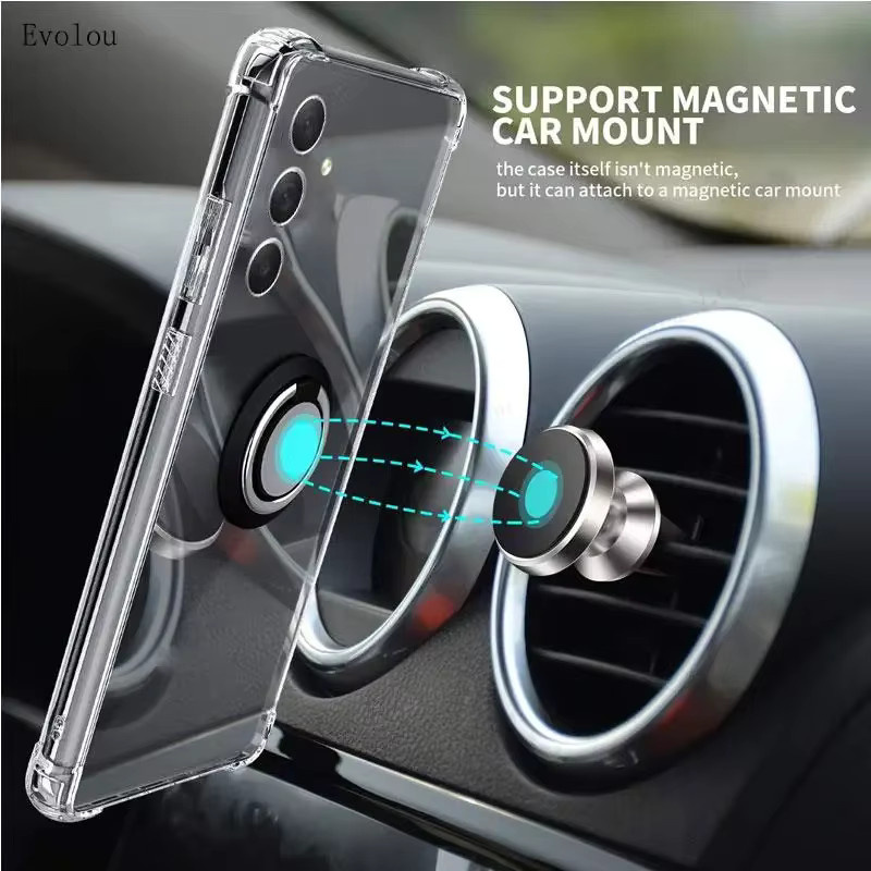 Stoßfeste Silikon-Schutzhülle mit Magnetring für Samsung Galaxy S25 Ultra Plus, S25, S25+, transparent - Bild 2