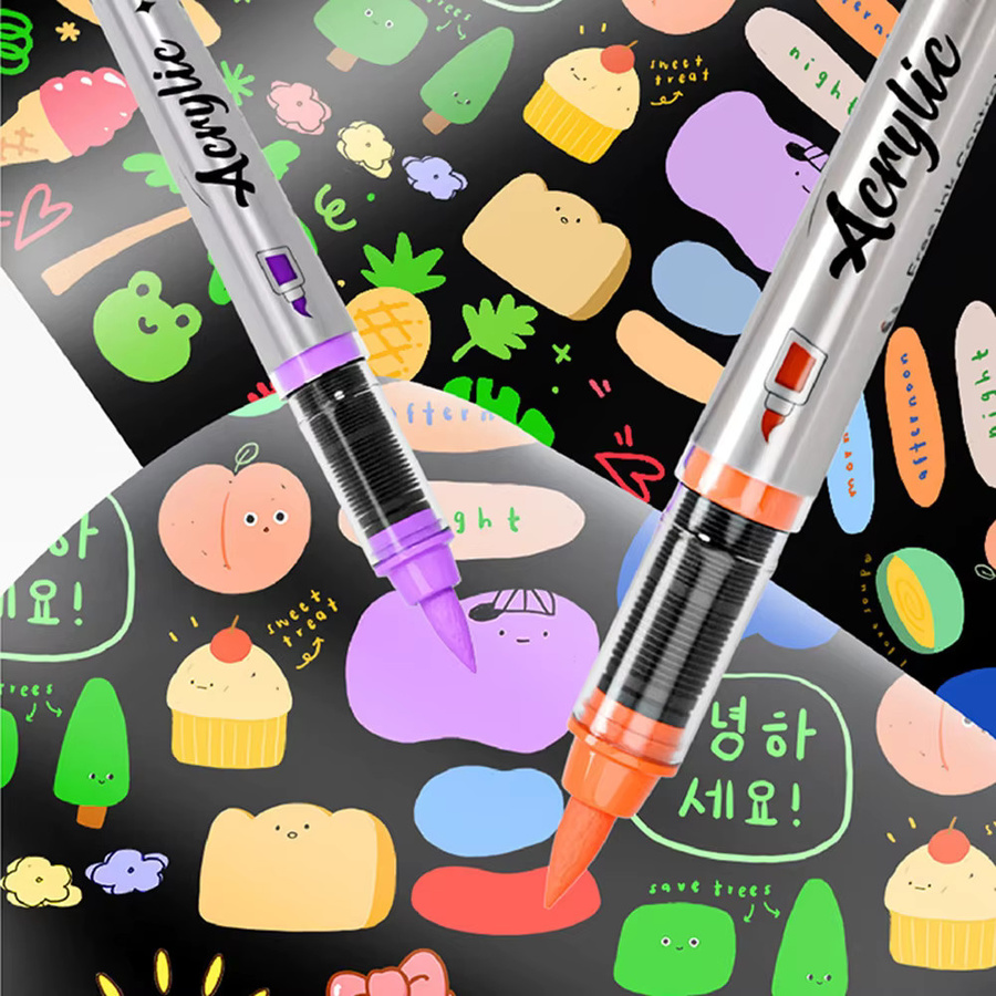 Haile Acrylmarker Set mit Pinselspitze, 12-teiliges Set in Grau und Multicolour für professionelle Kunstprojekte - Bild 2