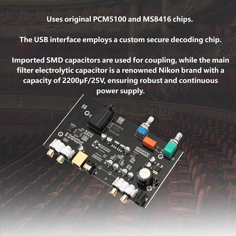 YJCO USB DAC Kopfhörerverstärker und Audio-Konverter Adapter mit optischem Eingang in Schwarz - Bild 2