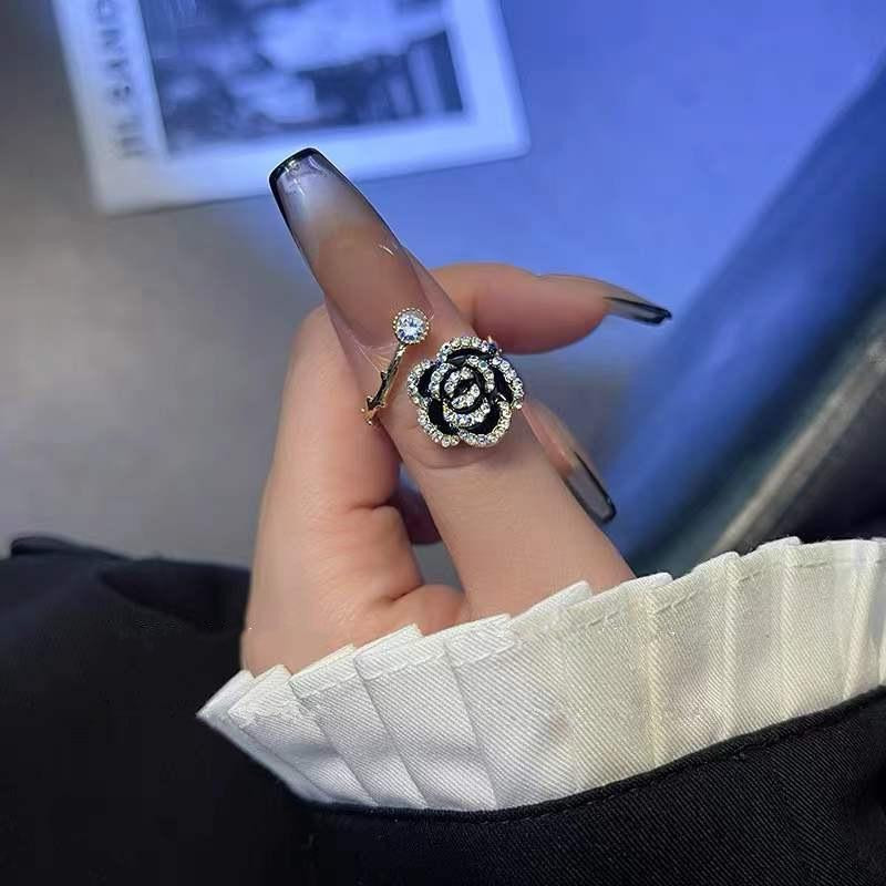 Ring Rose Form, Zinklegierung, Schwarz, Zirkonia, Damen - Bild 4
