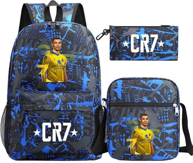 3-teiliges Schulrucksack-Set in Blau aus Oxford-Stoff mit Schultasche und Federmäppchen, H x B x T: 46 x 32 x 16 cm - Bild 1