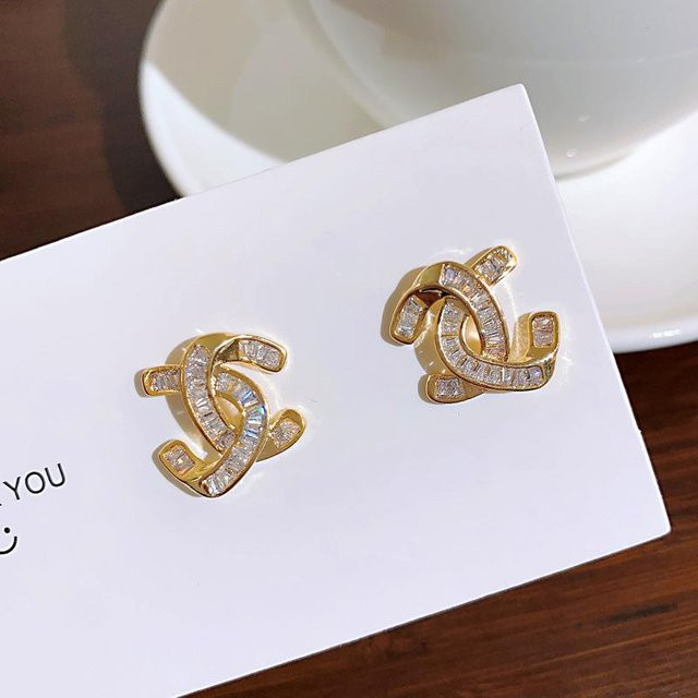 Ohrringe Zirkonia, Akryl, Gold, gray, Damen - Bild 1