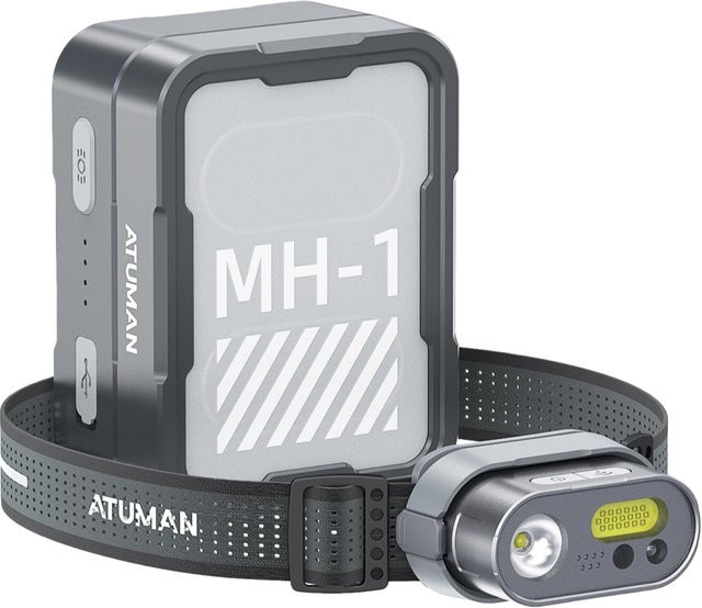 ATUMAN wiederaufladbare Stirnlampe in Schwarz mit 3000 Lumen, Bewegungssensor und 8 Modi, wasserdichter SMD-Scheinwerfer - Bild 1