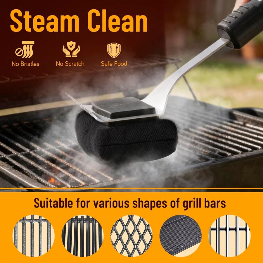 JIUAN Dampfgrillbürste mit Schaber und borstenfreiem Grillzubehör zur Grill- und Ofenreinigung - Bild 2