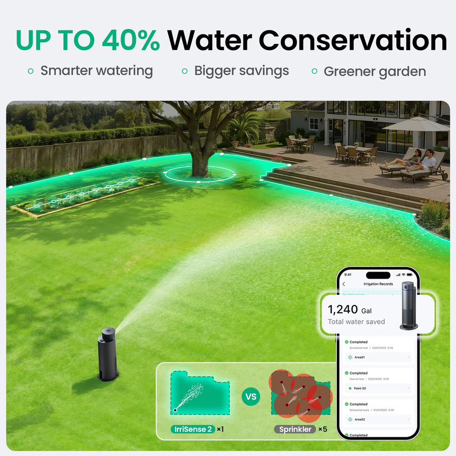 Aiper IrriSense Gartensprinkler Grau - Generalüberholtes intelligentes Bewässerungssystem mit Regensensor, App-Steuerung und 4-in-1-Mehrzonen-Funktion - Bild 5