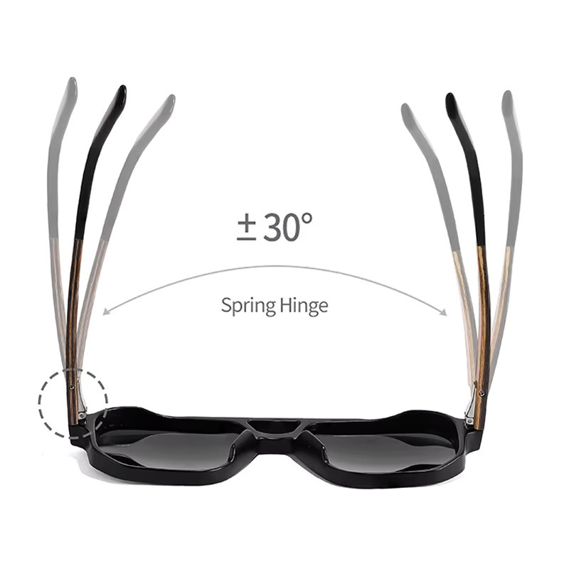 HBK Fashion Sonnenbrille, Vollrand, Square, Holz, Schwarz, Unisex, polarisiert - Bild 3