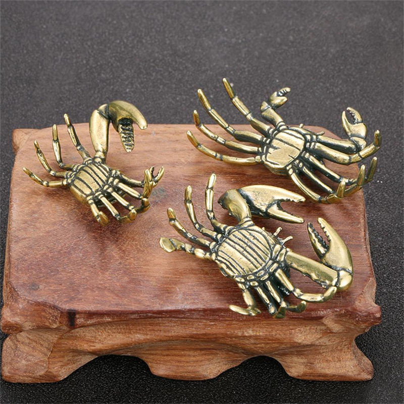 Puur Messing Krabbe Miniatur-Standbild in Gold für Büro und Wohnzimmer - Bild 3