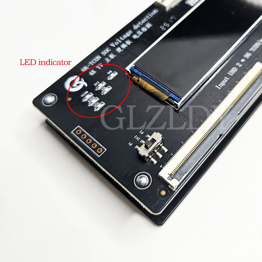 GLZLDY QK-TCON SOC 4K UHD TV 96pin TCON Motherboard Logic Board mit Spannungsprüfer für VGL VGH AVDD VCOM Signale in Schwarz - Bild 3