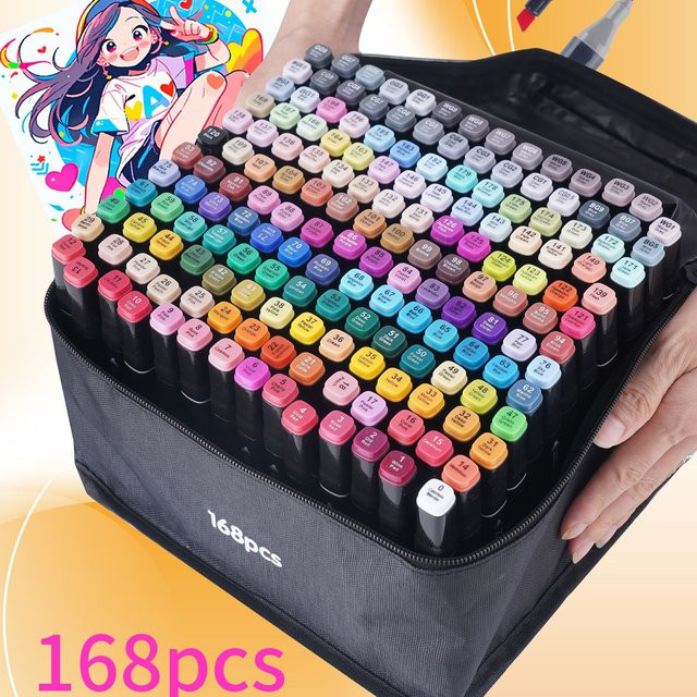 120-teiliges Kunstmarker-Set mit Aquarellpinselstiften und zwei Spitzen, mehrfarbige ölbasierte Marker für Studenten - Bild 1
