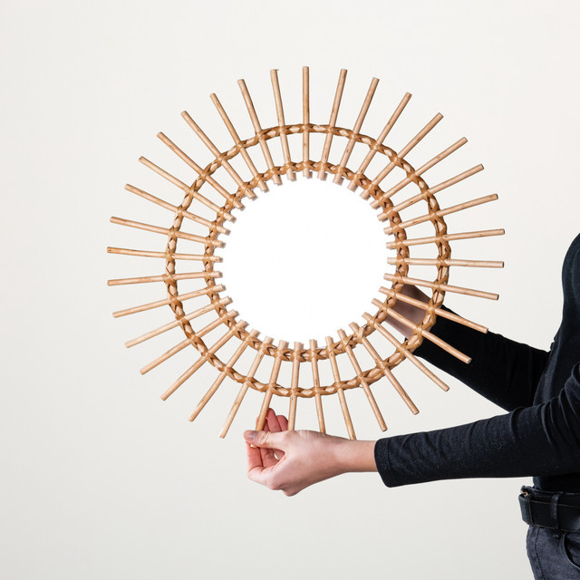 Runder Rattan Spiegel von BLUME2000 in Braun mit Weide-Design - Bild 1