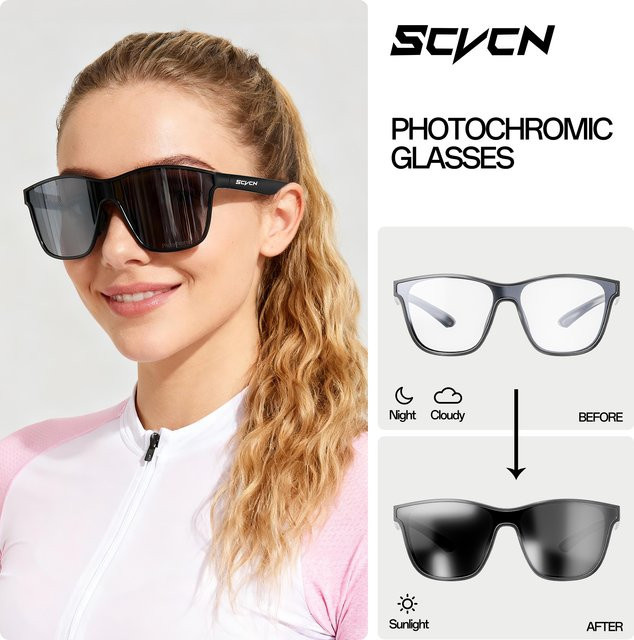 SCVCN Sportsonnenbrille, Vollrand, Schwarz, Unisex, polarisiert - Bild 1
