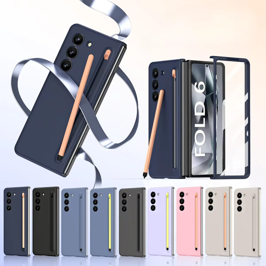 Samsung Galaxy Z Fold 6 5 4 3 Schutzhülle aus Kunststoff mit Stift-Slot und Glas Schutzfolie in Schwarz - Bild 6