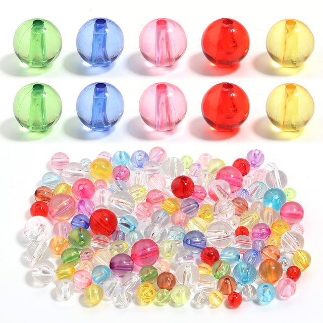Louleur Acrylperlen, rund, transparent, bunt, 6-12 mm - Bild 1