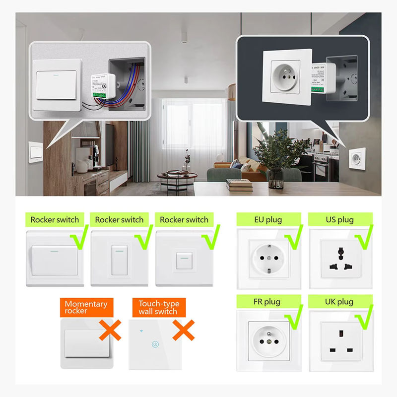 WenQia Wireless Smart Licht Schalter 433 MHz mit 86 Panel Fernbedienung, Mini Relais Empfänger für Lampen, Weiß - Bild 5