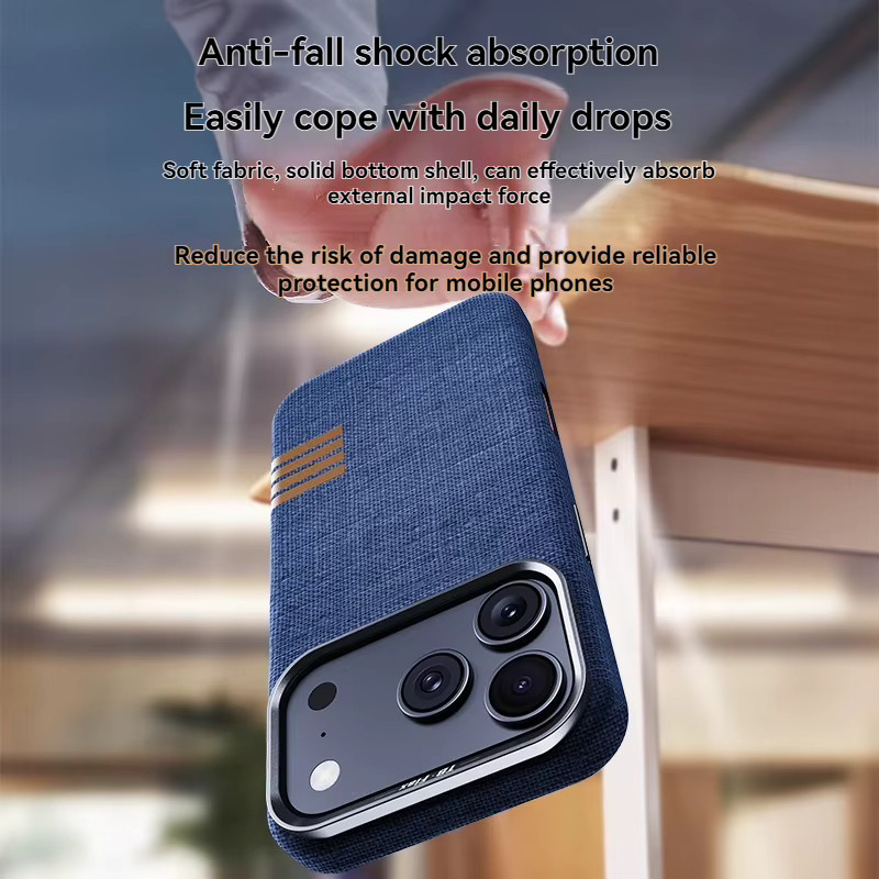 Magnetische Business-Lederhülle für iPhone 17 Pro Max, 16, 15, 14, 13 in Blau mit kabelloser Ladefunktion und Anti-Drop-Schutz - Bild 4